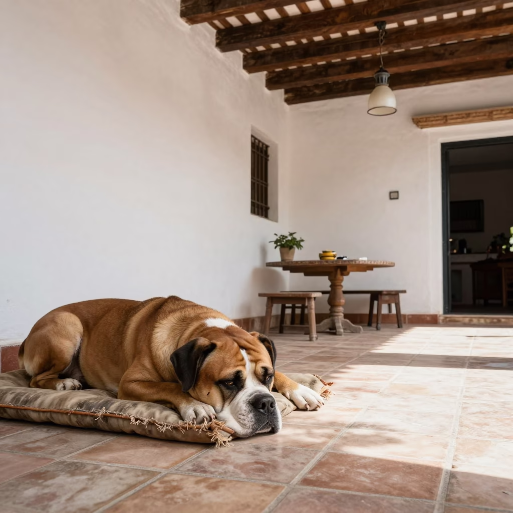 Patio Lunch in Granada at Flat Noon Light in in Granada, Spain