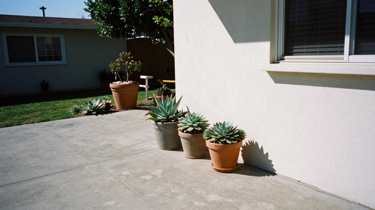 Patio Scene in San Diego at Bright Midmorning Light in in San Diego, California, United States