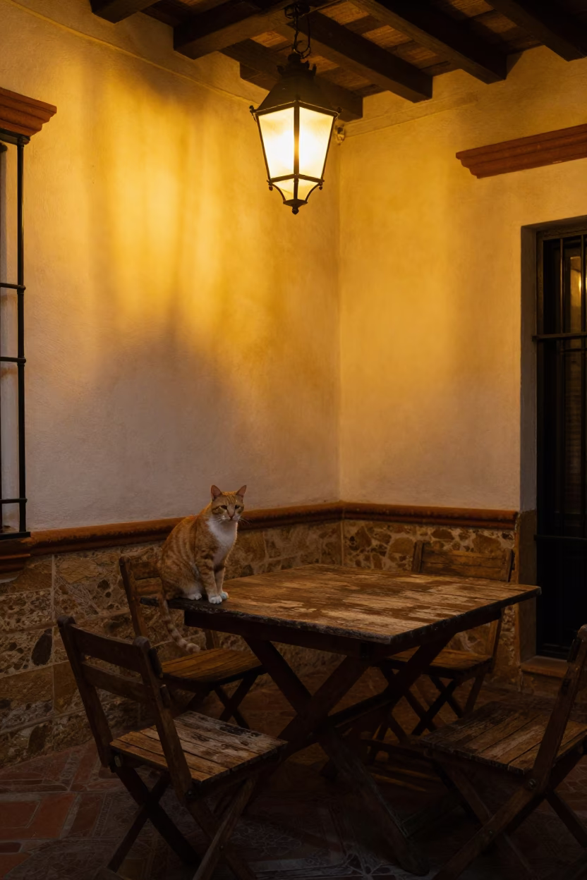 Patio Scene in Seville at Deep In The Night Light in in Seville, Spain