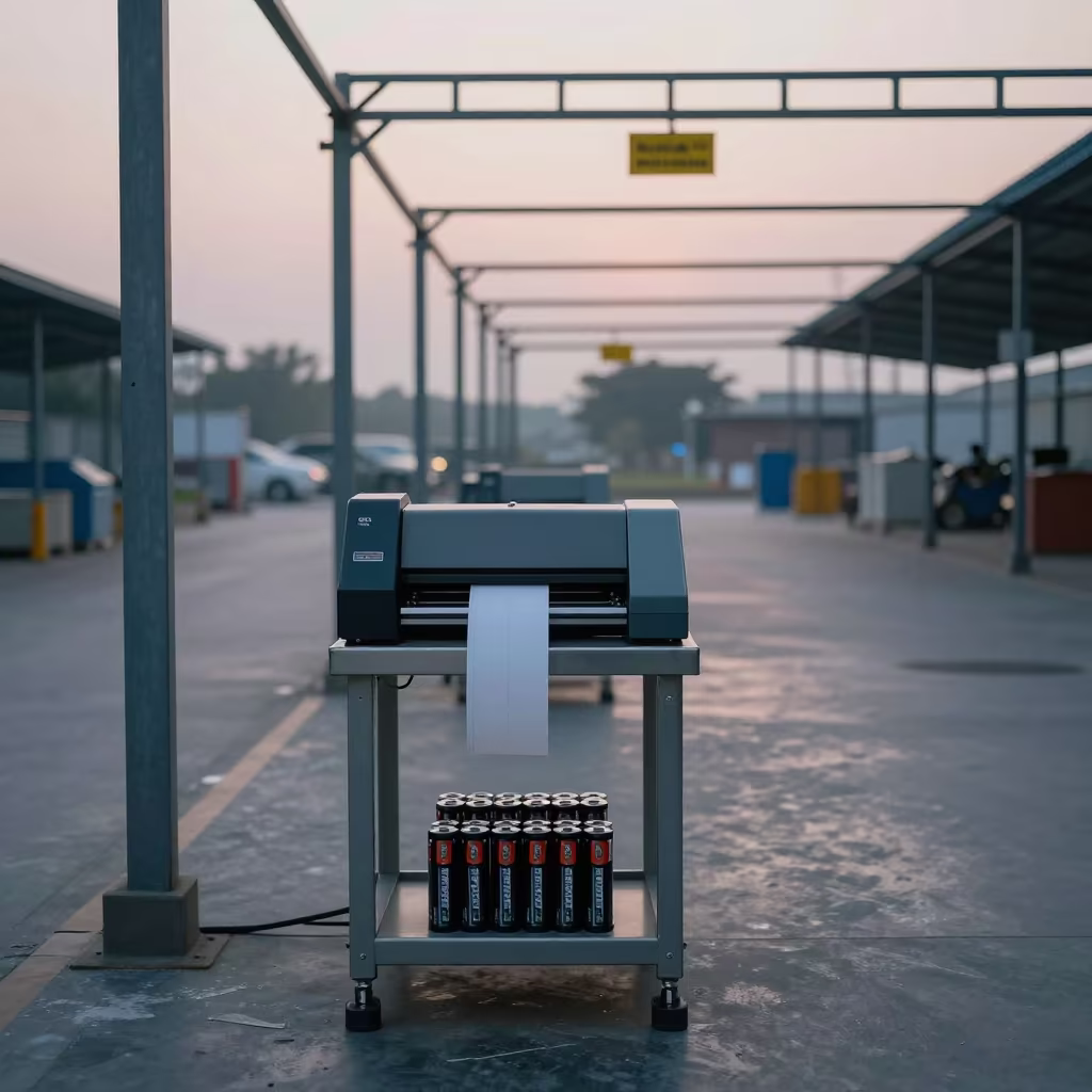 Patna Warehouse Label Printer at First Dawn in inside a cross-dock lane in Patna