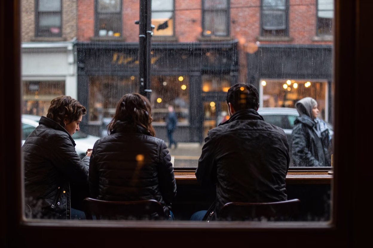 Patrons at Dusk Light in in Chicago, Illinois, United States