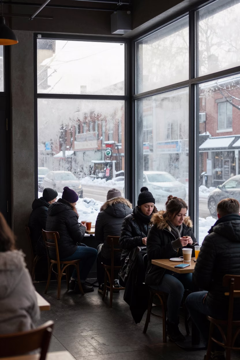 Patrons at Noon Light in in Toronto, Ontario, Canada