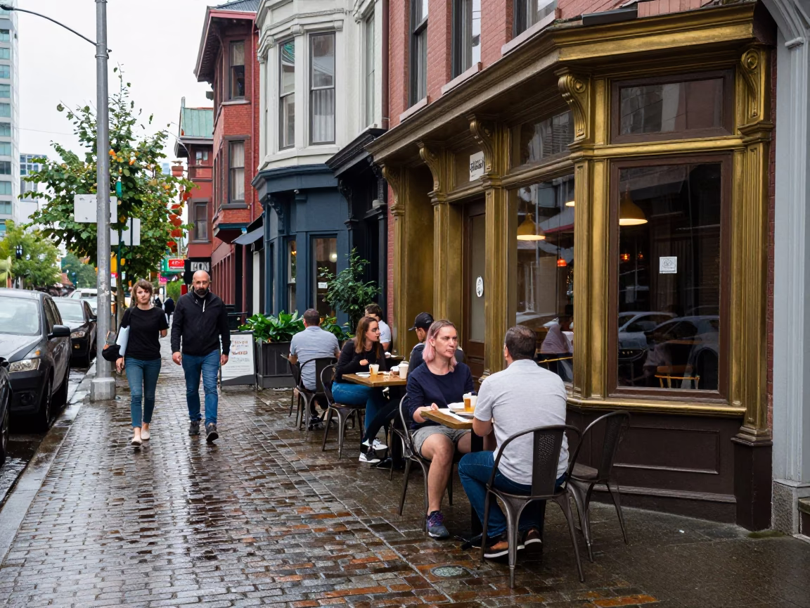 Patrons in Vancouver at Midday Light in in Vancouver, British Columbia, Canada