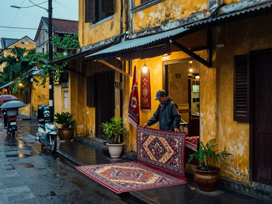 Patterned Rug in Hoi An in in Hoi An, Vietnam