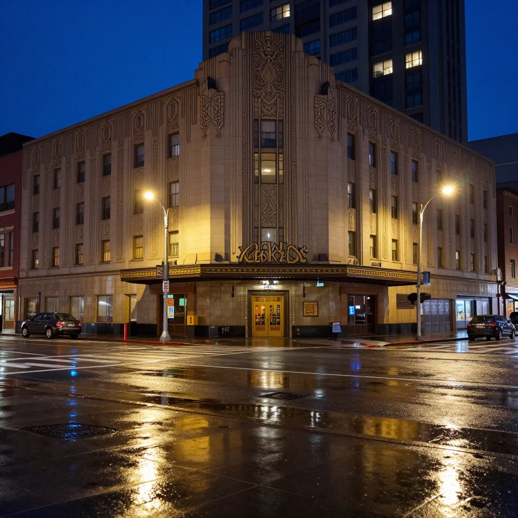 Pavement Reflections in San Francisco at Midnight Light in in San Francisco, California, United States