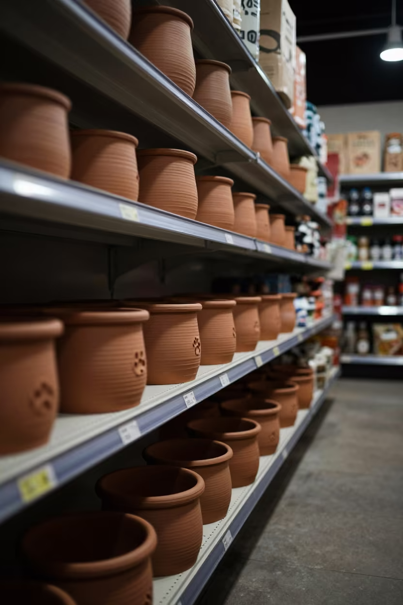 Paw Print Clay Bin in Pet Store Aisle in inside a pet store aisle in Kot Addu