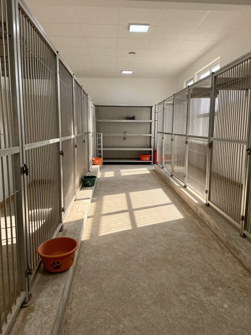 Paw Print Memorial Clay Bin Winter Kennel Corridor in in a boarding kennel corridor in Çorlu