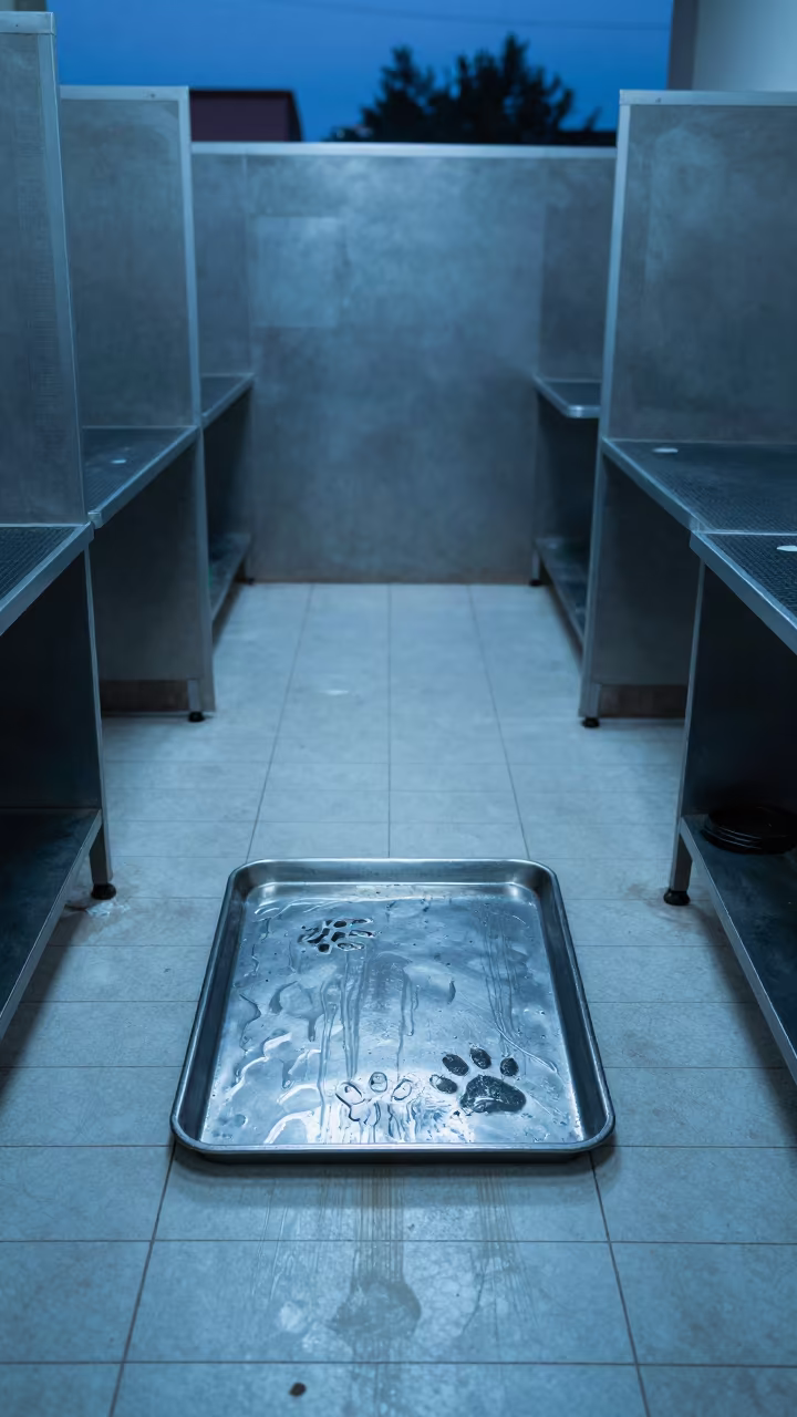 Paw Prints and Mop Streaks on El Paso Grooming Bay Floor in inside a grooming bay in El Paso