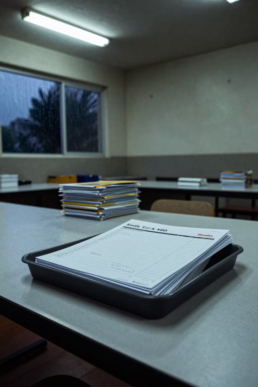 Payroll Envelope Tray in Bamako Training Room in inside a training room prepared for interviews in Bamako