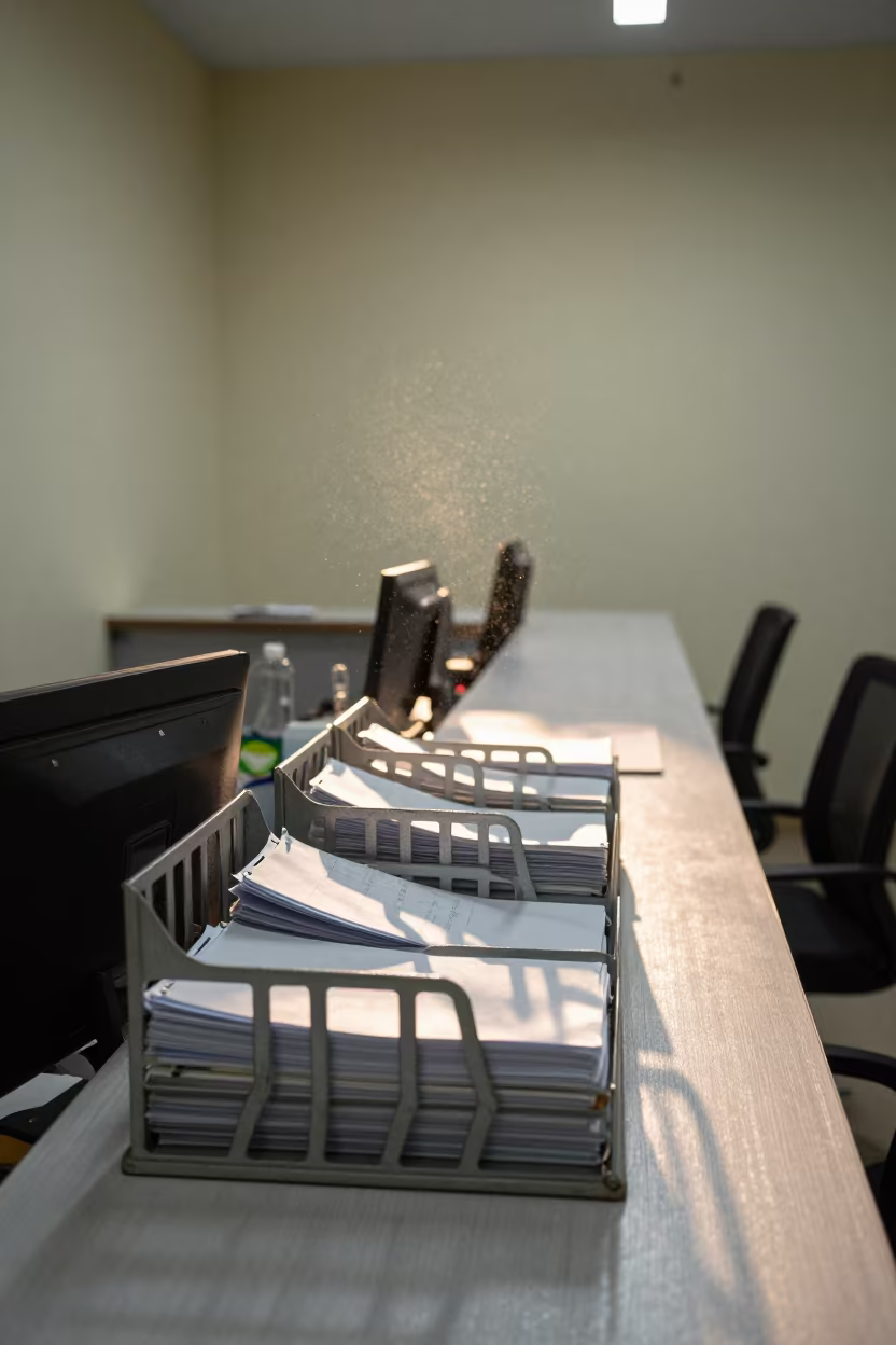 Payroll Form Rack at Bahir Dar Office Reception in at an office reception desk in Bahir Dar