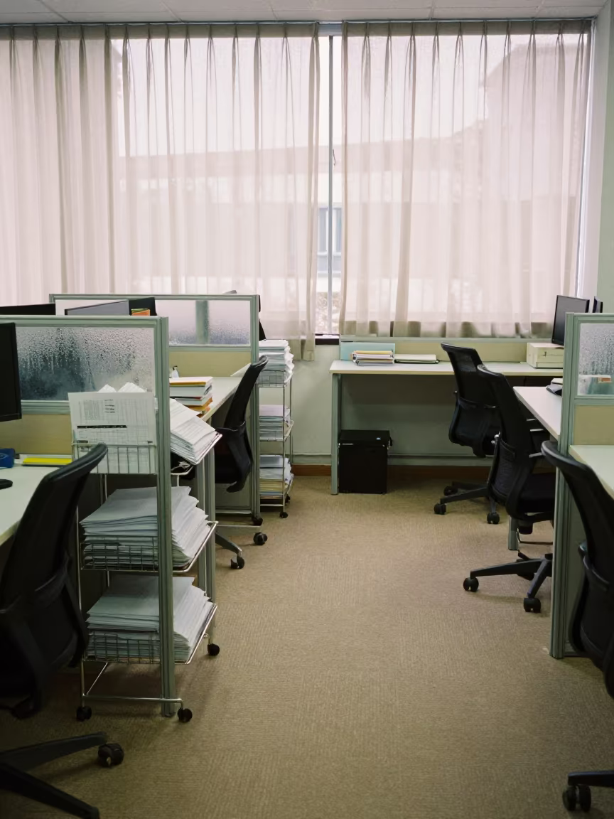 Payroll Form Rack in Suez Office Bay in inside an open-plan office bay near Suez