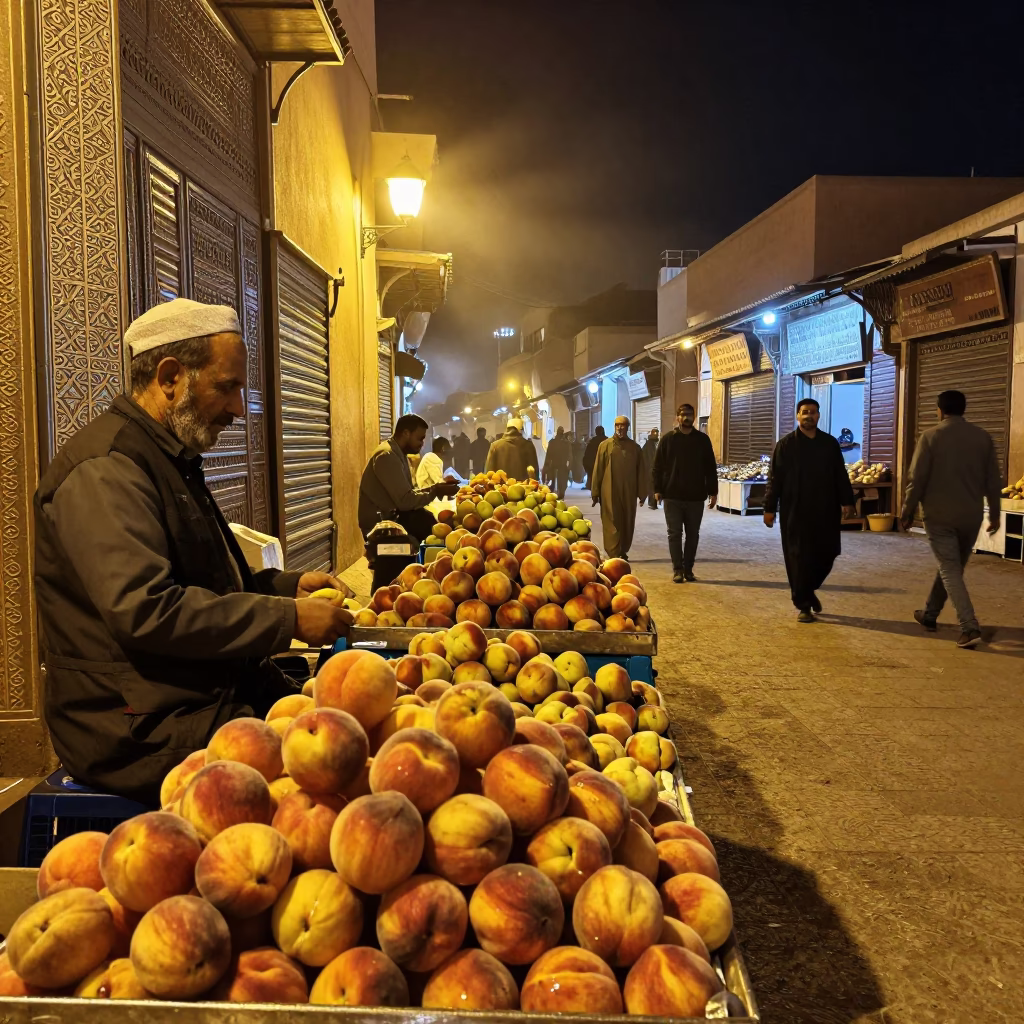 Peaches at Late At Night Light in Marrakech in in Marrakech, Morocco
