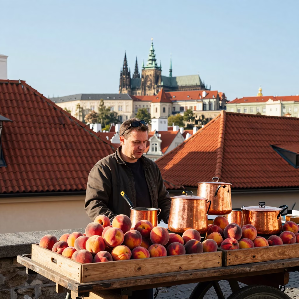 Peaches in Prague at The Early Afternoon Light in in Prague, Czech Republic