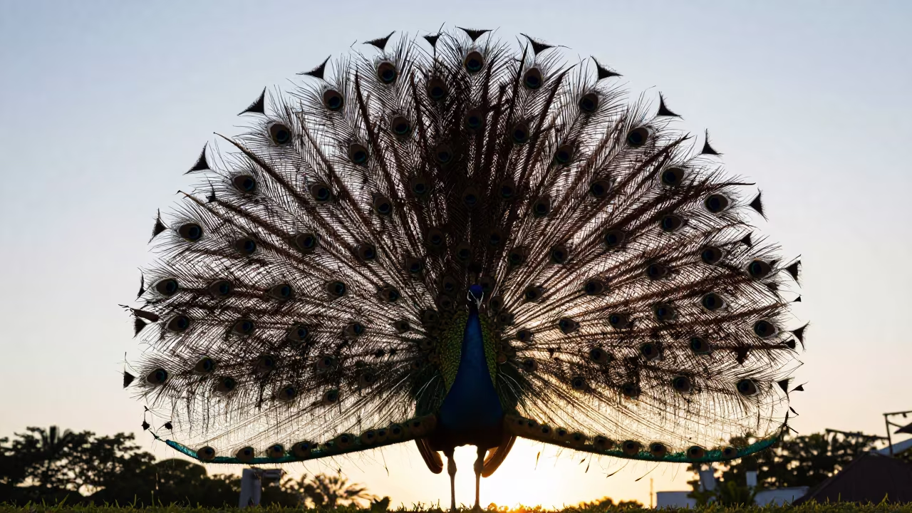 Peacock Silhouette Singapore Evening Display in in Singapore