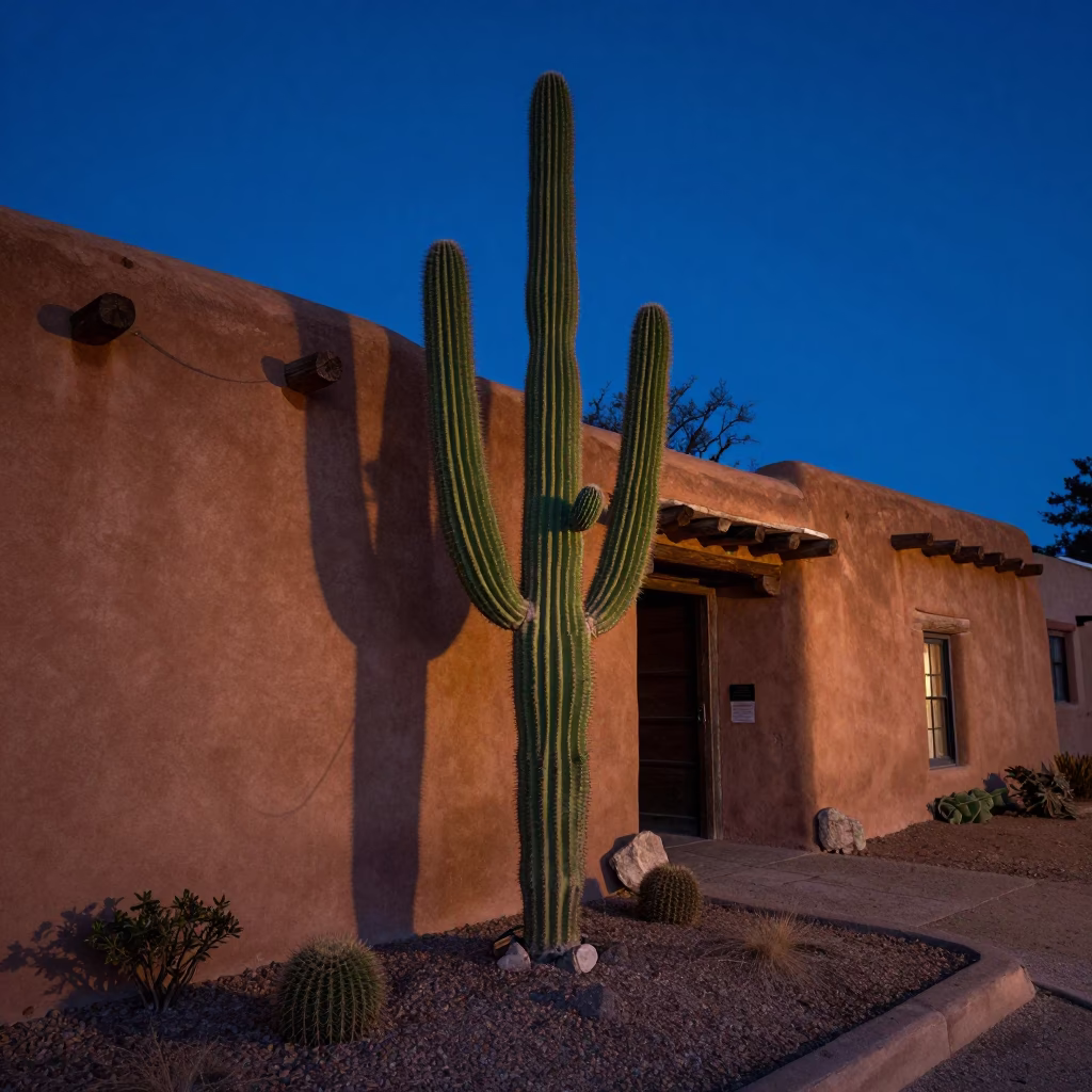 Pear Cactus in Santa Fe at The Predawn Darkness Light in in Santa Fe, New Mexico, United States