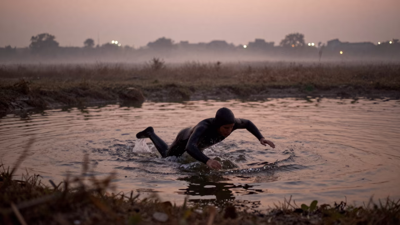 Pearl Diver Surfacing Near Gujranwala Fields in near open fields near Gujranwala