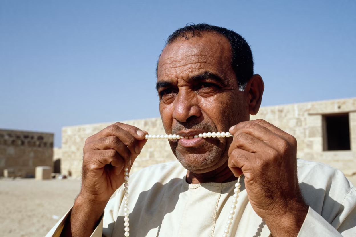 Pearl Stringing Artisan Giza Late Morning in in Giza