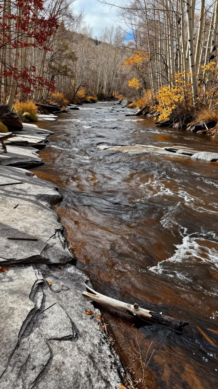 Peat River Flowing Over Granite in Montana in in Montana