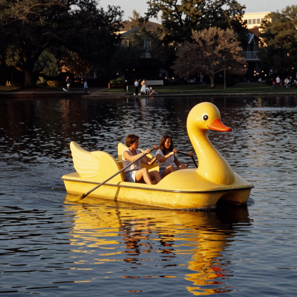 Pedal Boat in New Orleans at Honeyed Evening Light in in New Orleans, Louisiana, United States
