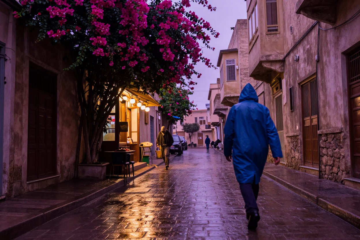 Pedestrian in Alexandria at Dusk Light in in Alexandria, Egypt
