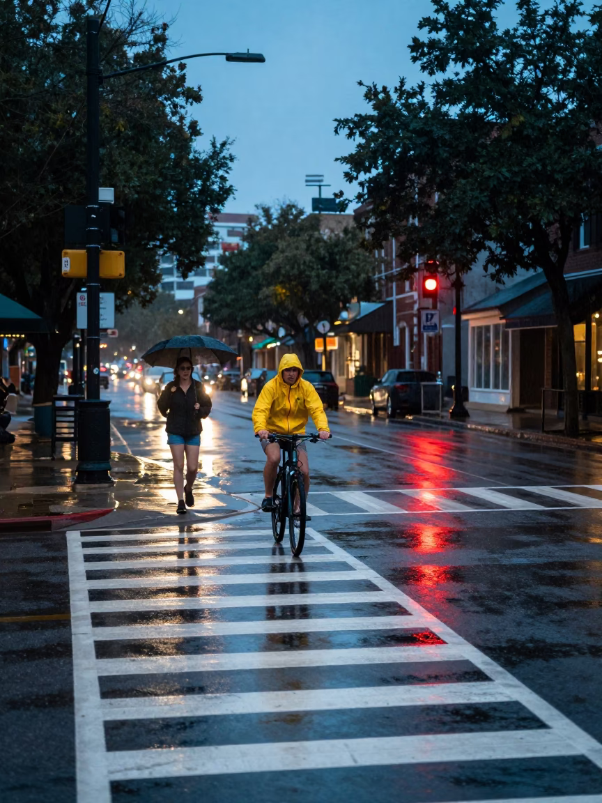 Pedestrian in Austin at Dusk Light in in Austin, Texas, United States