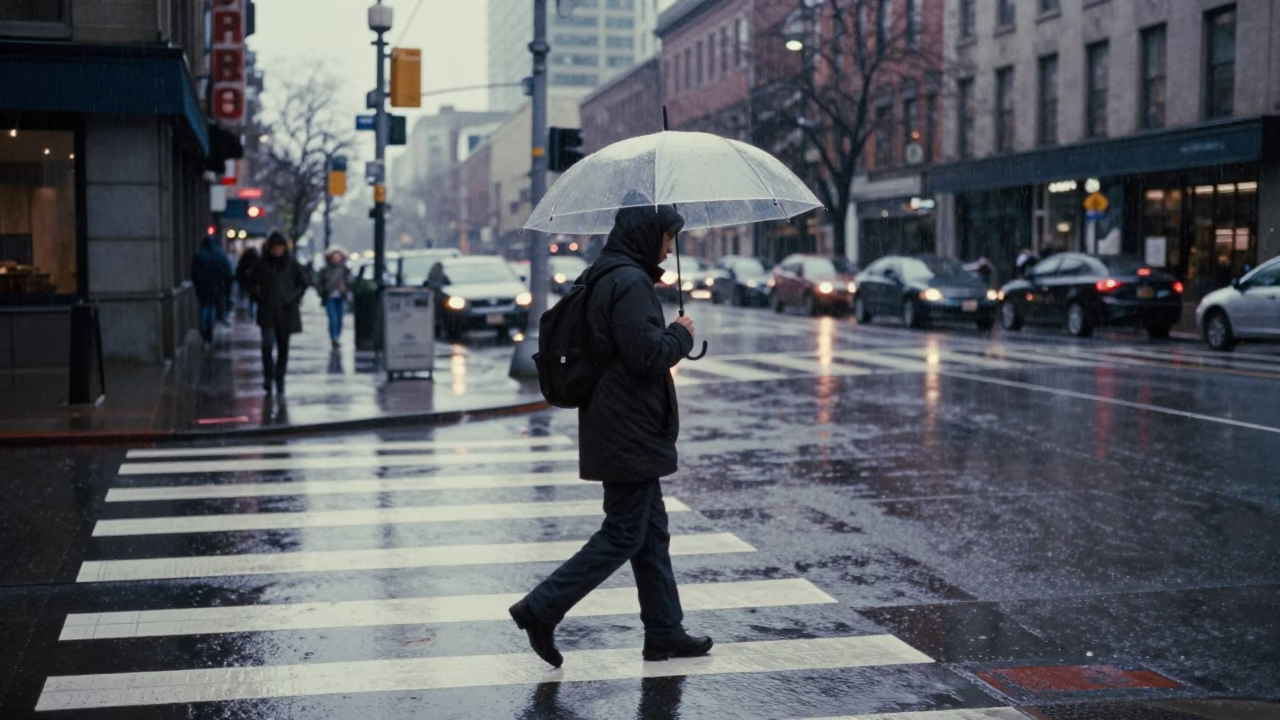 Pedestrian in Seattle at Noon Light in in Seattle, Washington, United States