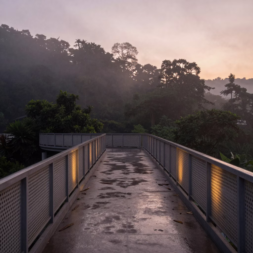 Pedestrian Overpass in Chiang Mai at Nautical Dawn Light in in Chiang Mai, Thailand