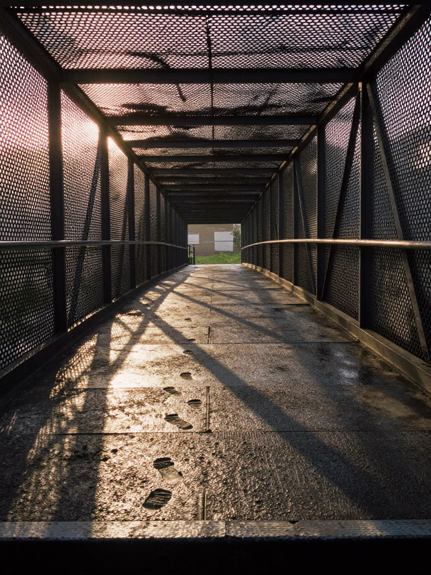 Pedestrian Overpass in Rio de Janeiro Brazil First Light Morning Glory Fence in in Rio de Janeiro, Brazil