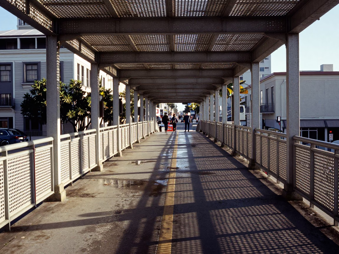 Pedestrian Overpass in San Francisco at Clear Late-afternoon Light in in San Francisco, California, United States