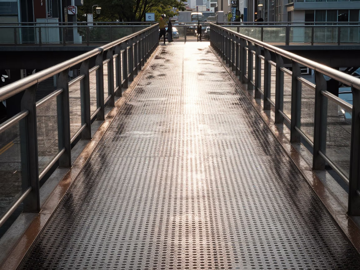 Pedestrian Overpass in Seoul at The Late Morning Light in in Seoul, South Korea