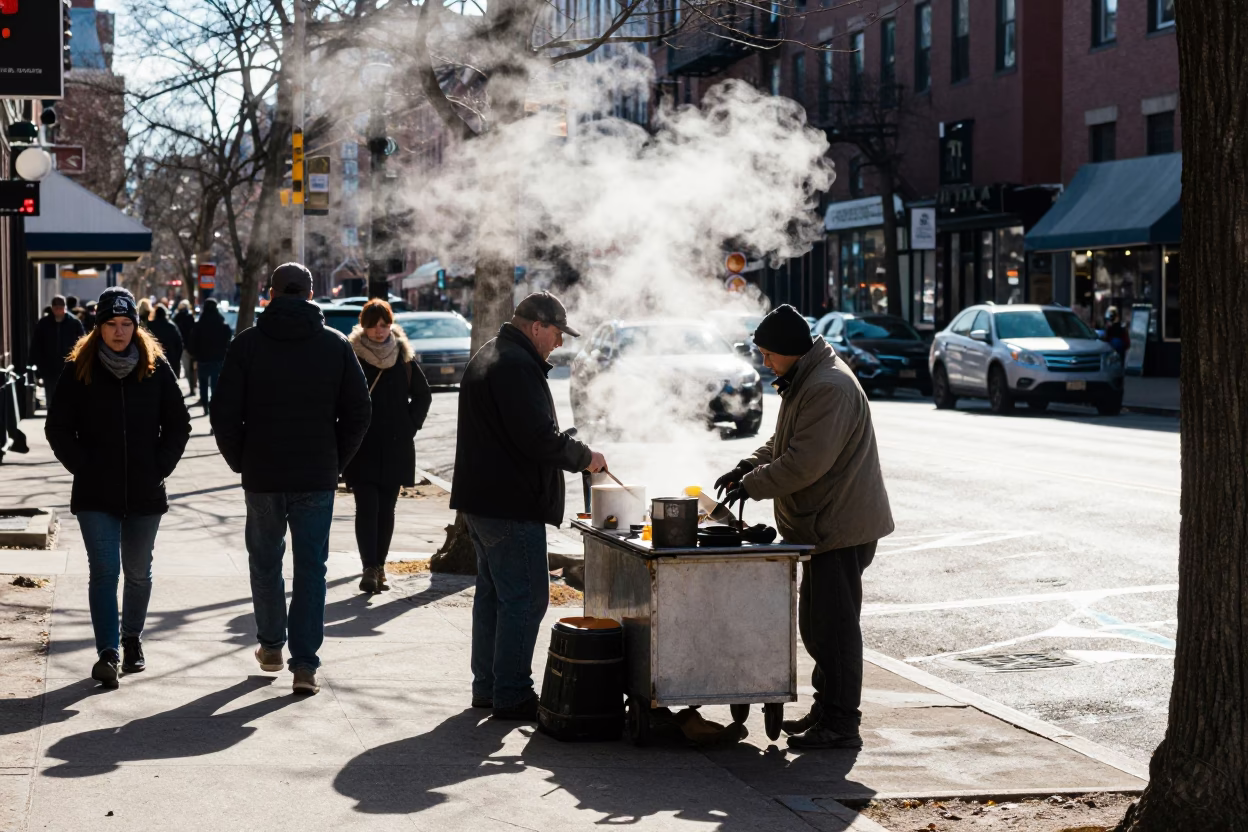 Pedestrian Pause in Boston in in Boston, Massachusetts, United States
