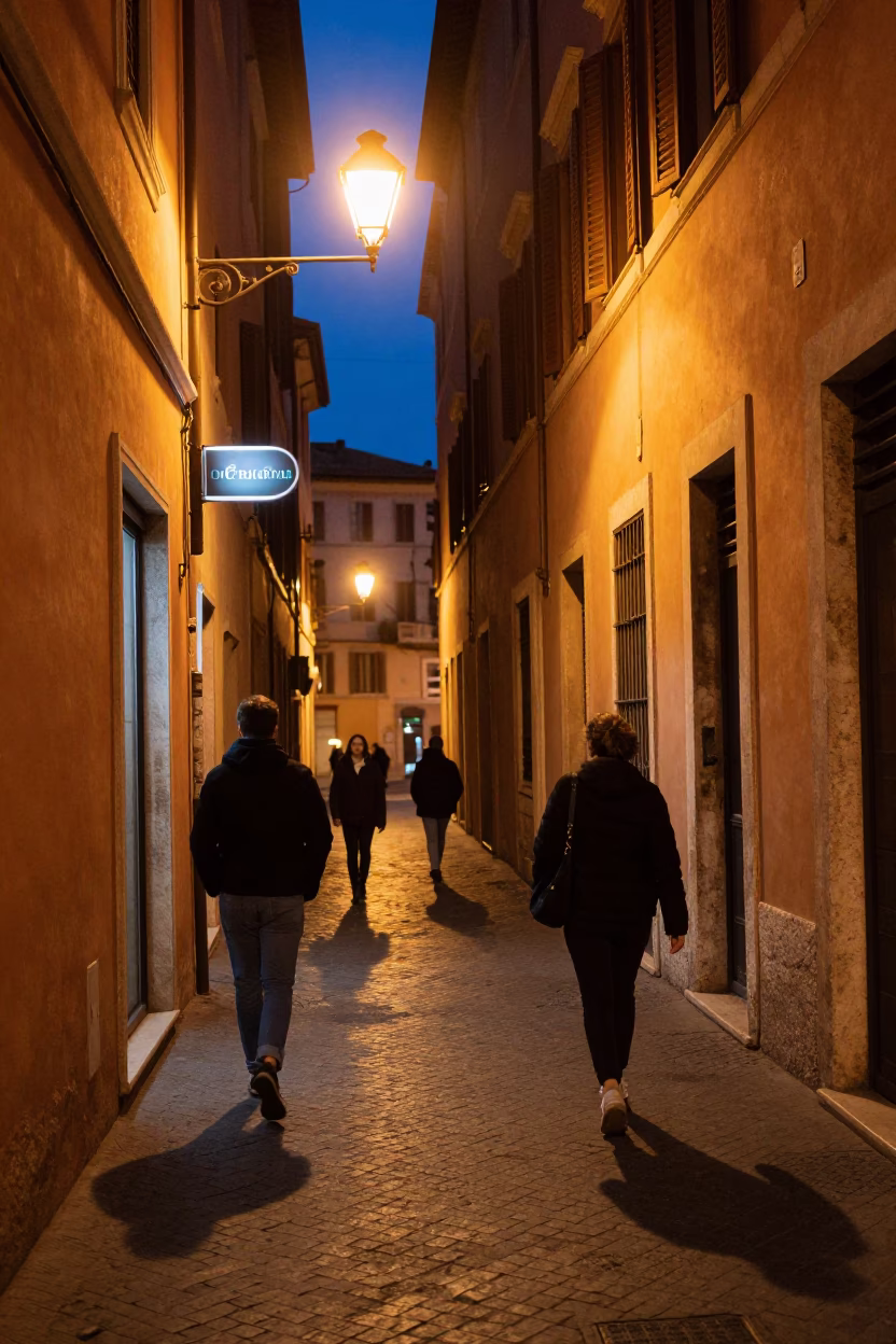 Pedestrian Pausing in Rome in in Rome, Italy