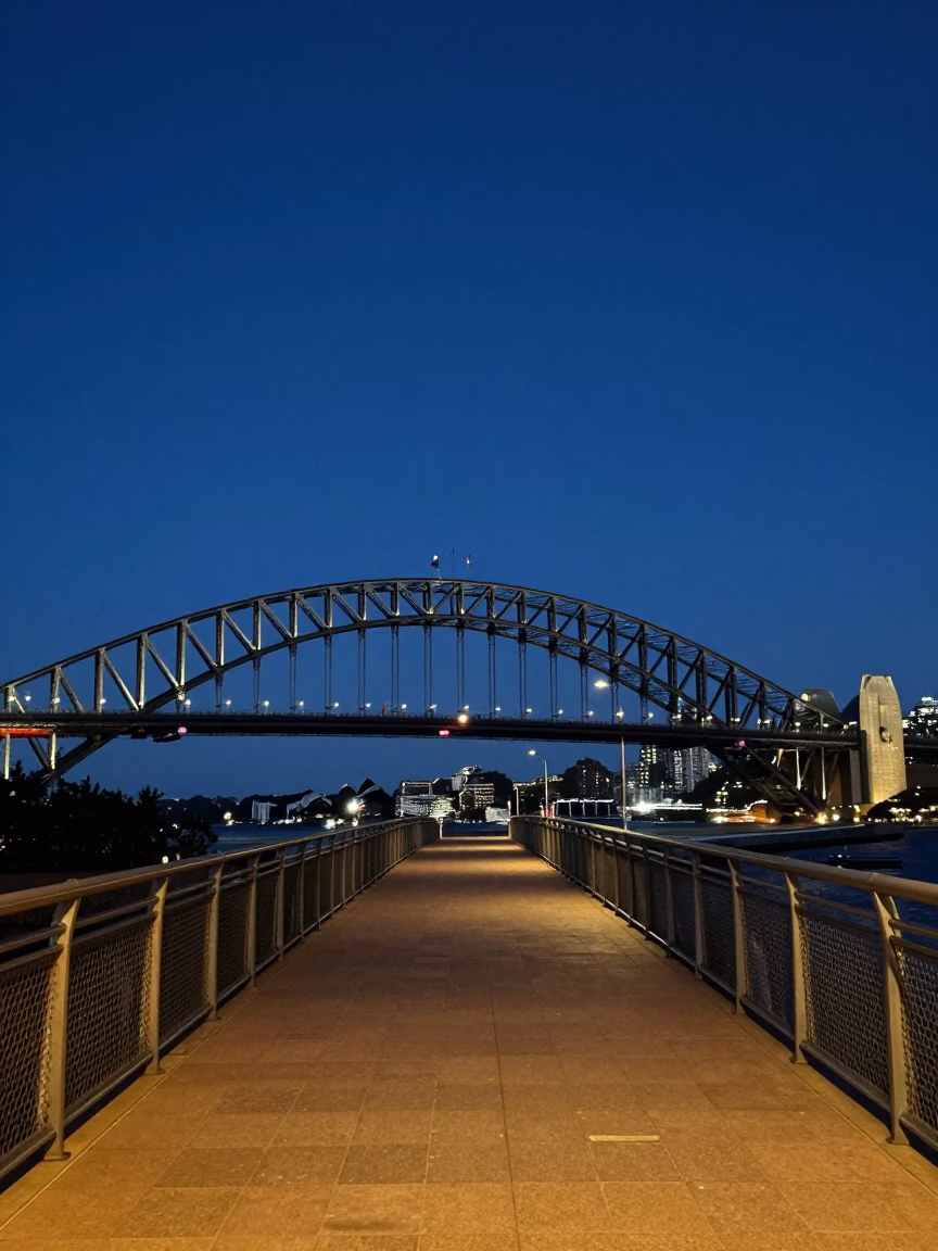 Pedestrian Walkway in Sydney at Late At Night Light in in Sydney, New South Wales, Australia