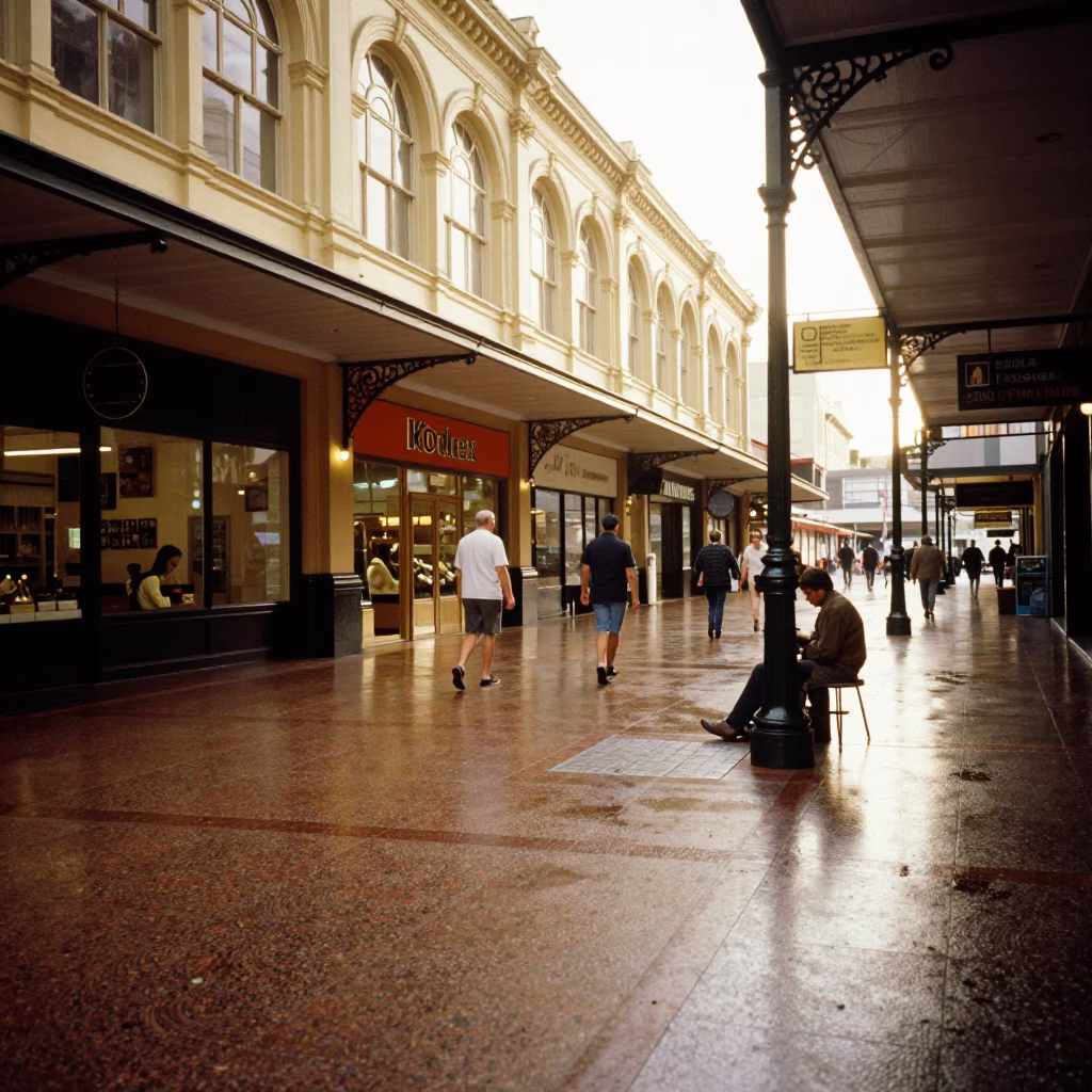 Pedestrians at First Light in in Adelaide, South Australia, Australia