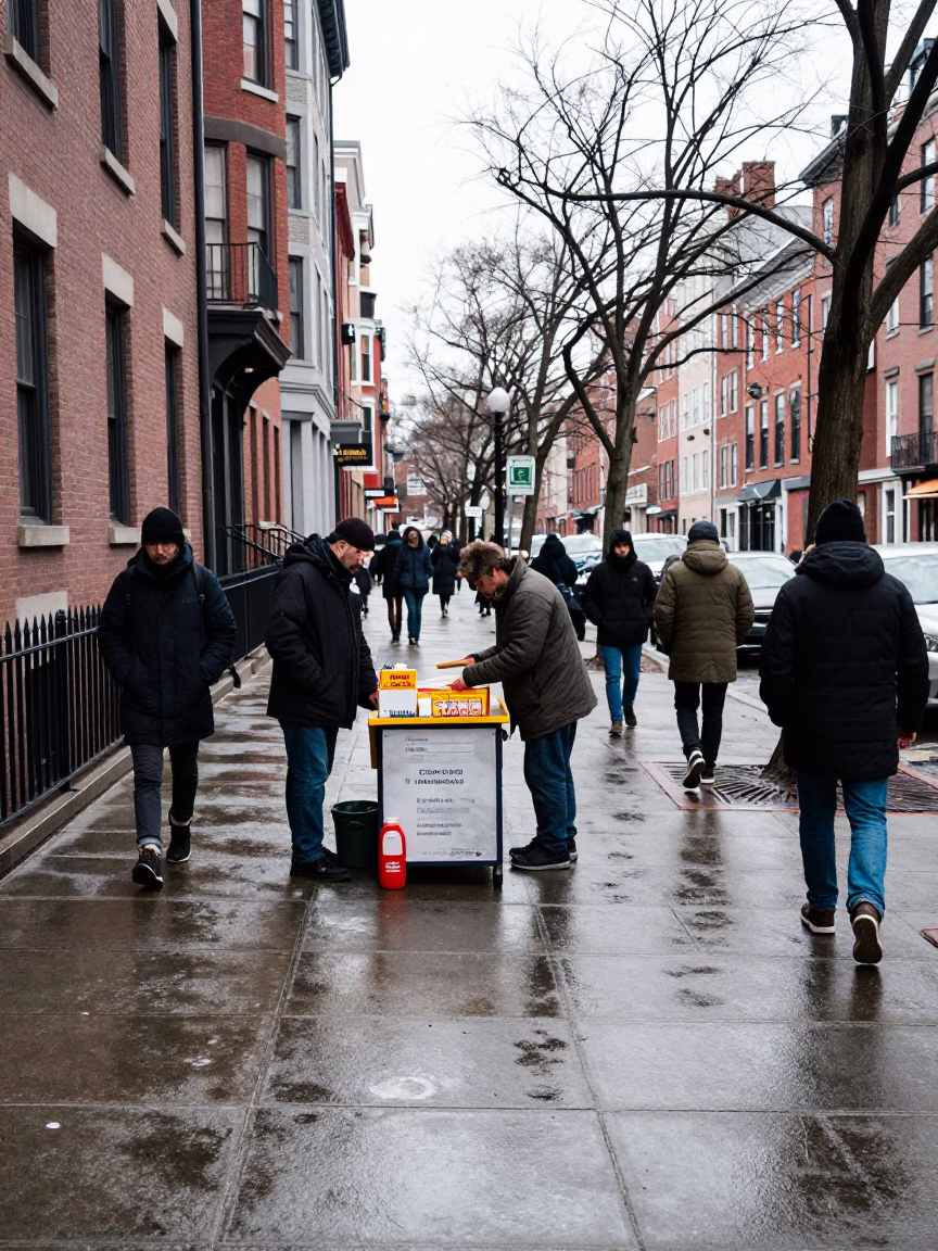 Pedestrians at Noon Light in Boston in in Boston, Massachusetts, United States