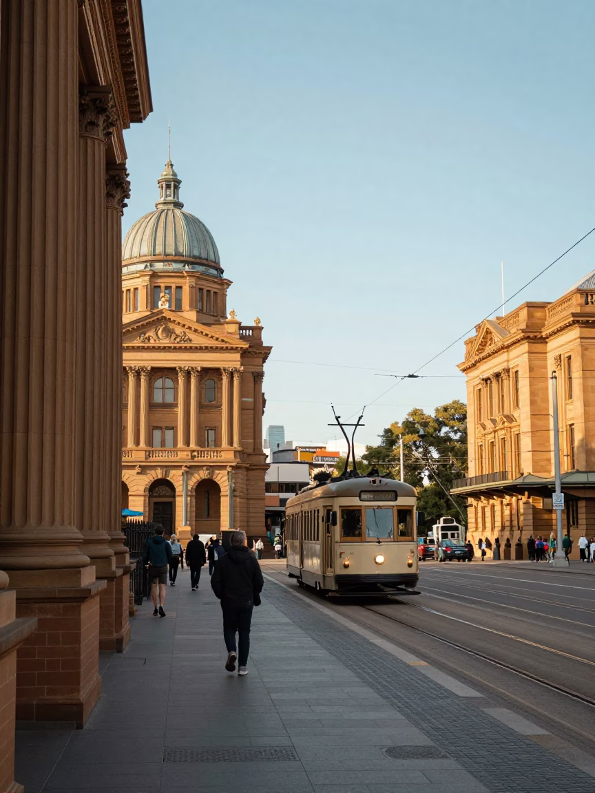 Pedestrians in Adelaide at The Early Afternoon Light in in Adelaide, South Australia, Australia