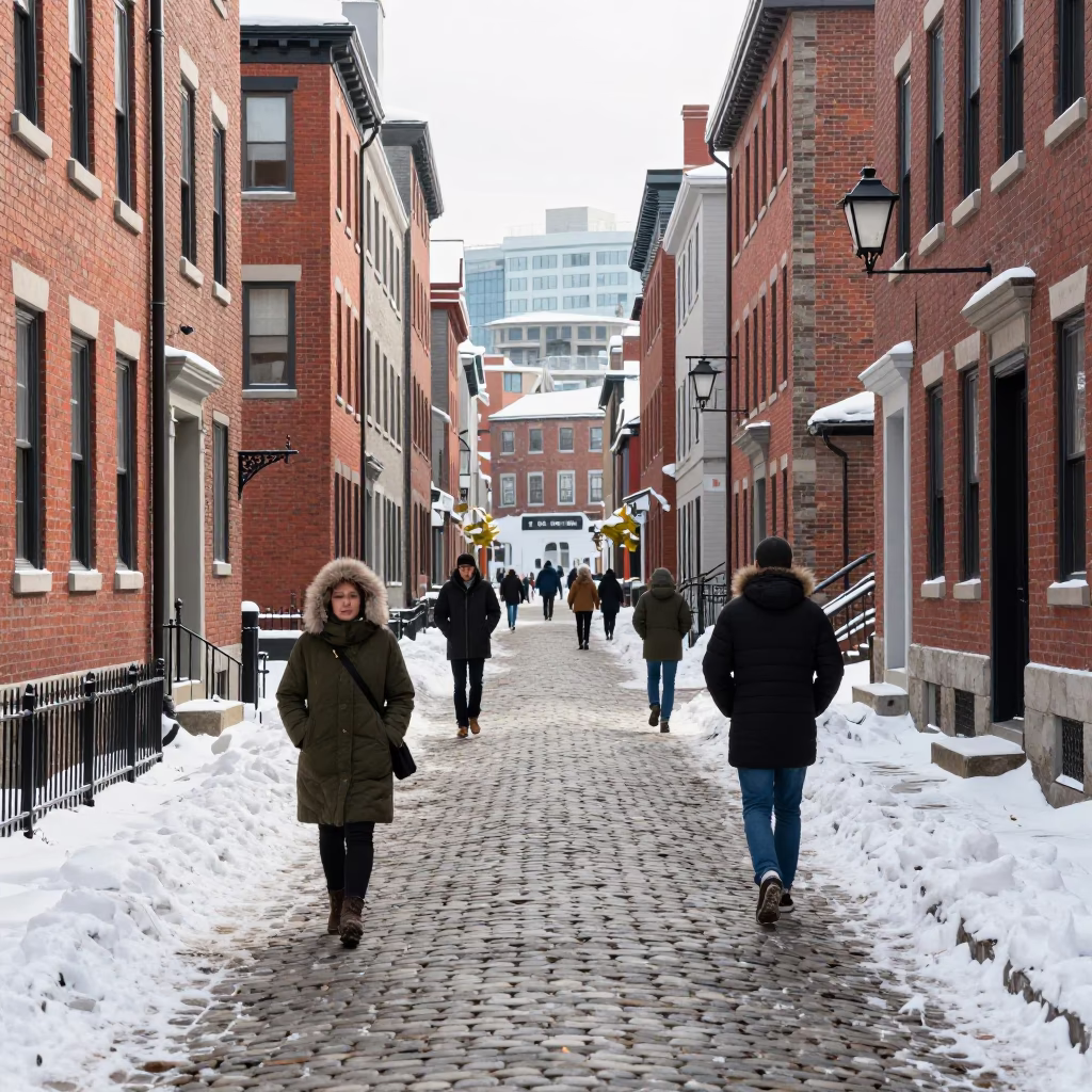 Pedestrians in Halifax at Noon Light in in Halifax, Nova Scotia, Canada