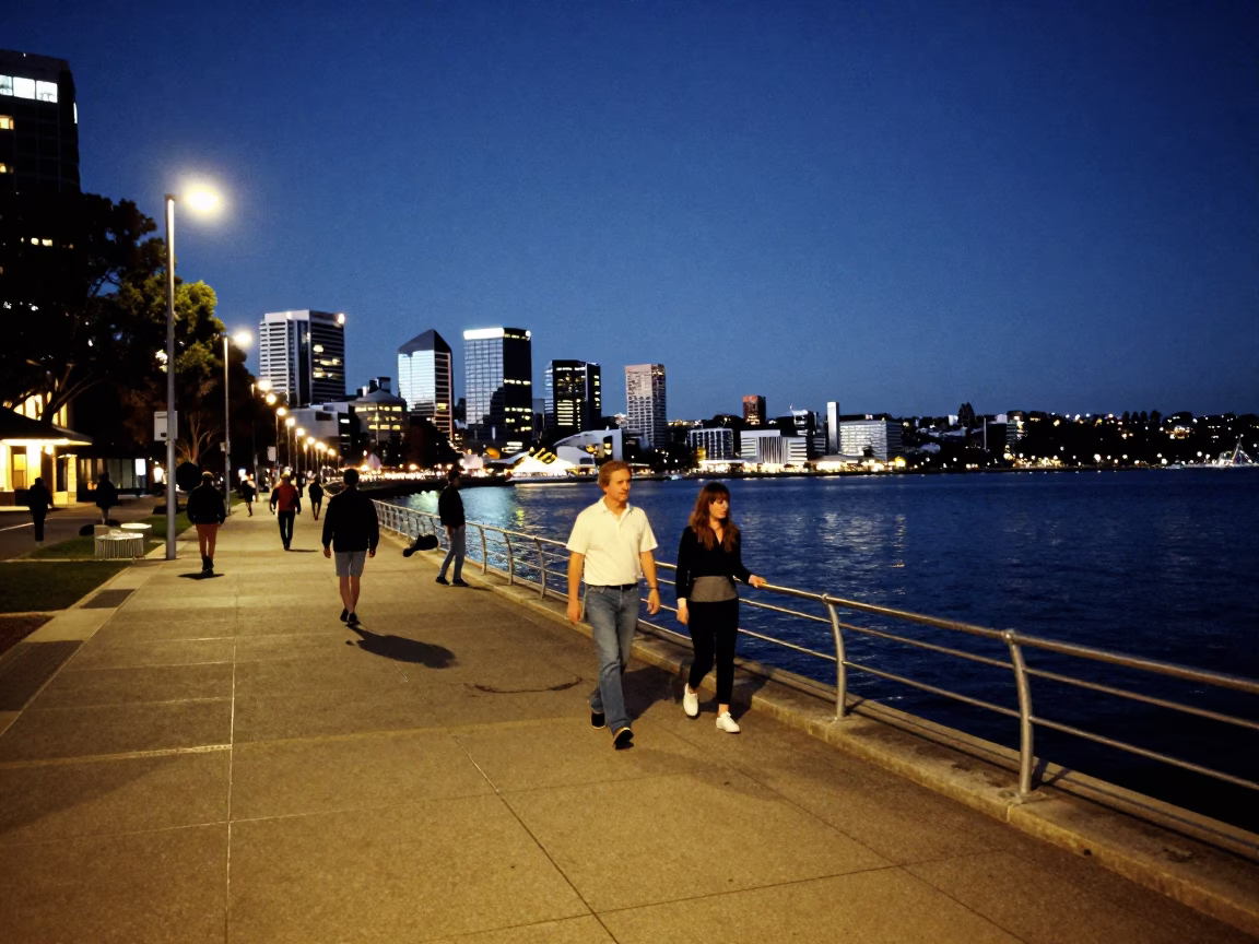 Pedestrians in Hobart at After Dark in in Hobart, Tasmania, Australia