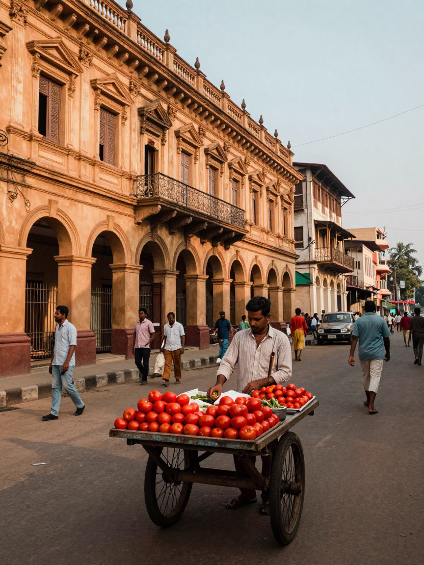 Pedestrians in Kolkata at Late Afternoon Light in in Kolkata, India