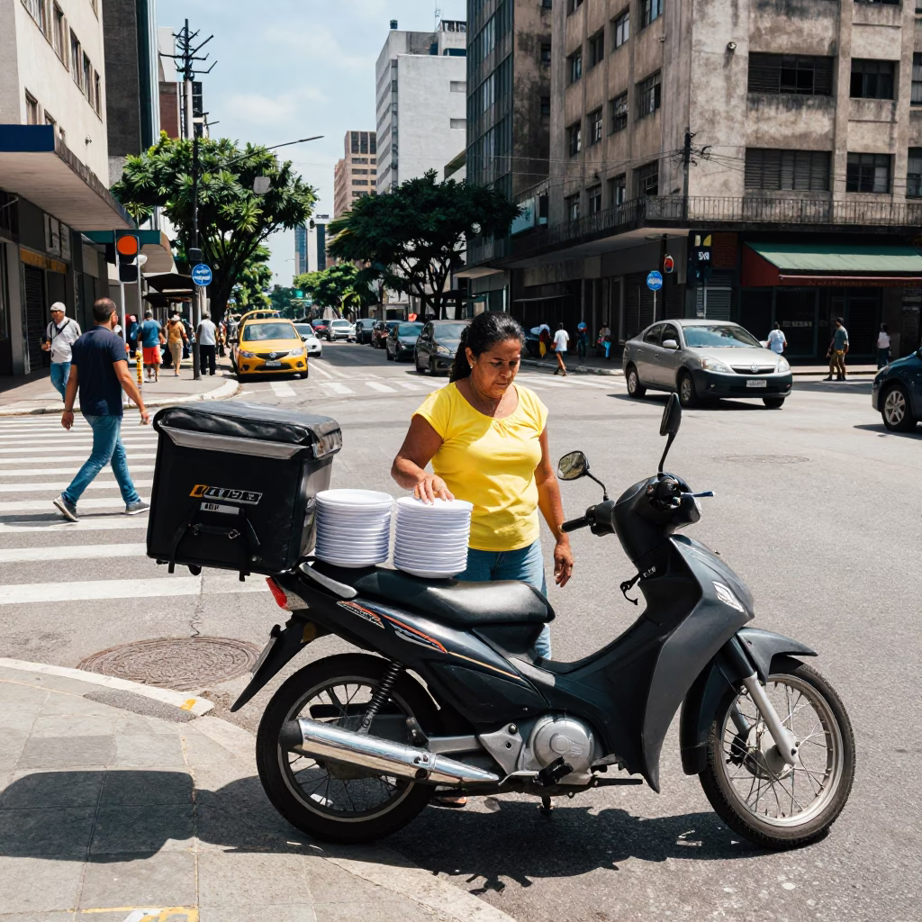 Pedestrians in São Paulo in in São Paulo, Brazil