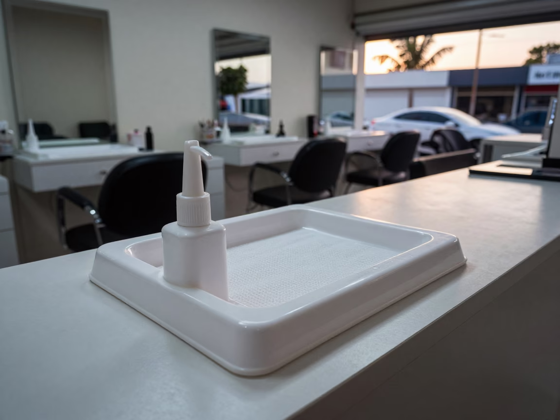 Pedicure Liner Dispenser Sunset Salon Lagos in at a salon reception counter in Lagos