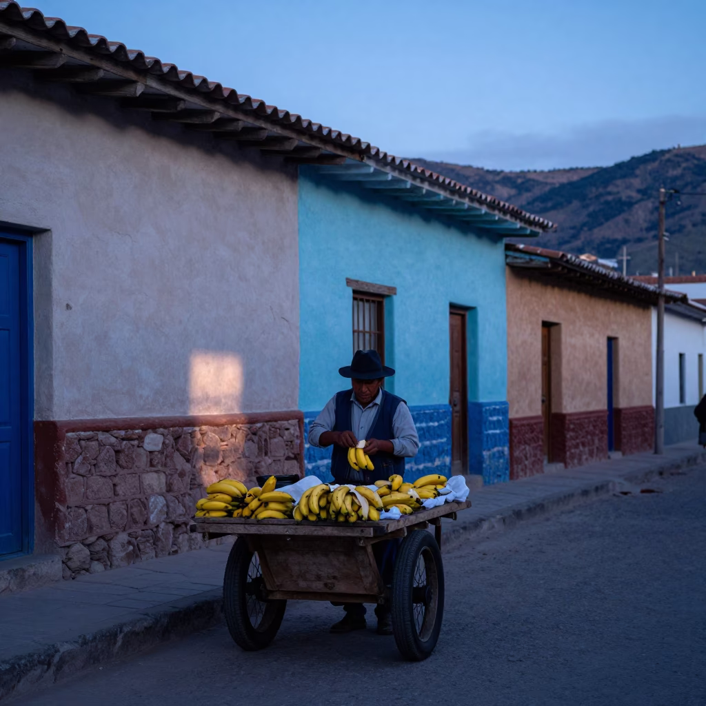 Peeling Bananas in La Paz in in La Paz, Bolivia