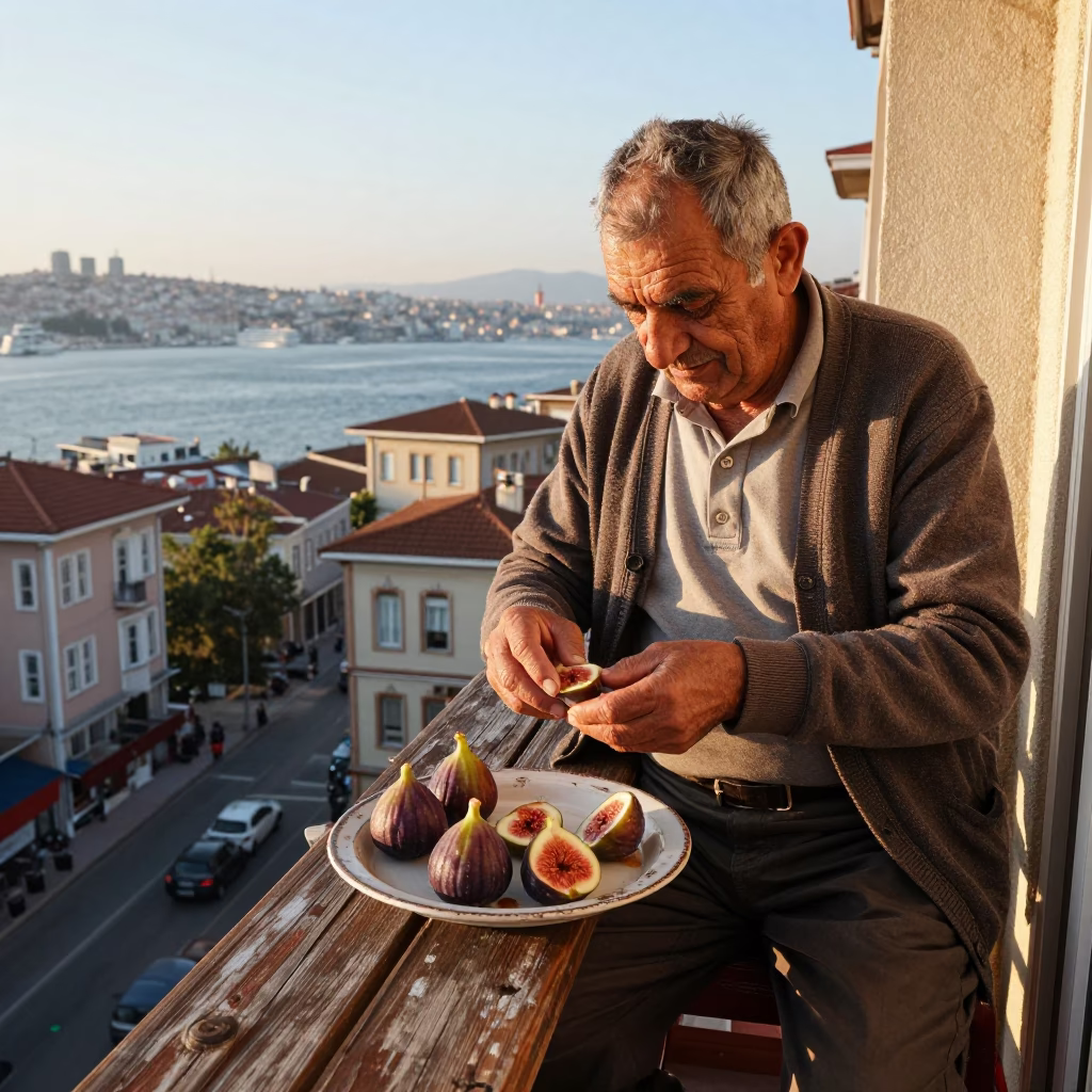 Peeling Figs in Istanbul in in Istanbul, Turkey