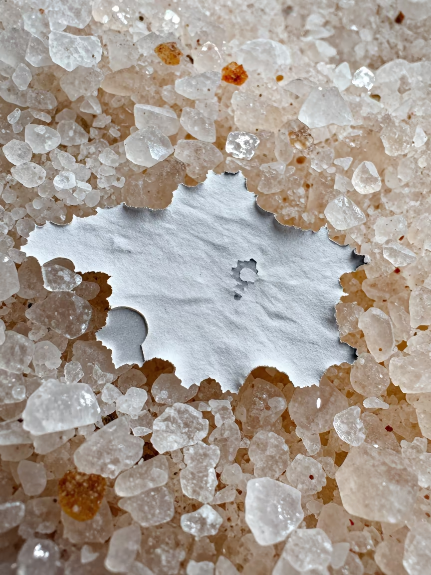 Peeling Paint Layers on Salt Crystals Santa Cruz in on salt crystals along a pan rim in Santa Cruz de la Sierra