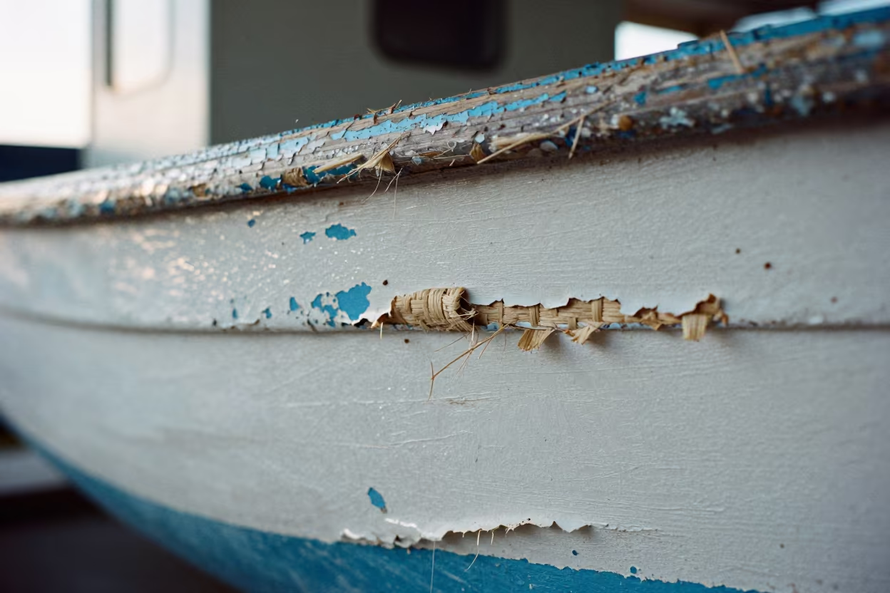Peeling Paint Layers on Woven Linen in against woven linen fibers near Chittoor