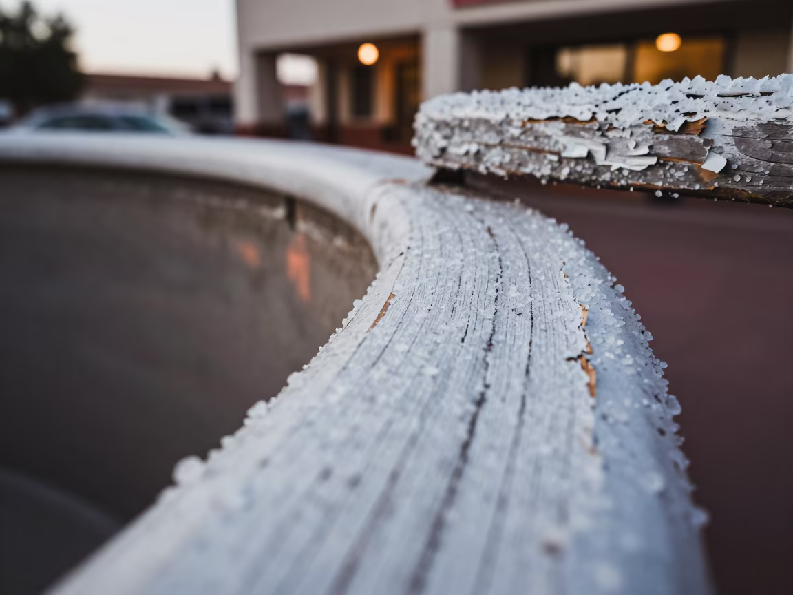 Peeling Paint Revealing Wood Grain on Salt Crystals in on salt crystals along a pan rim near Las Vegas