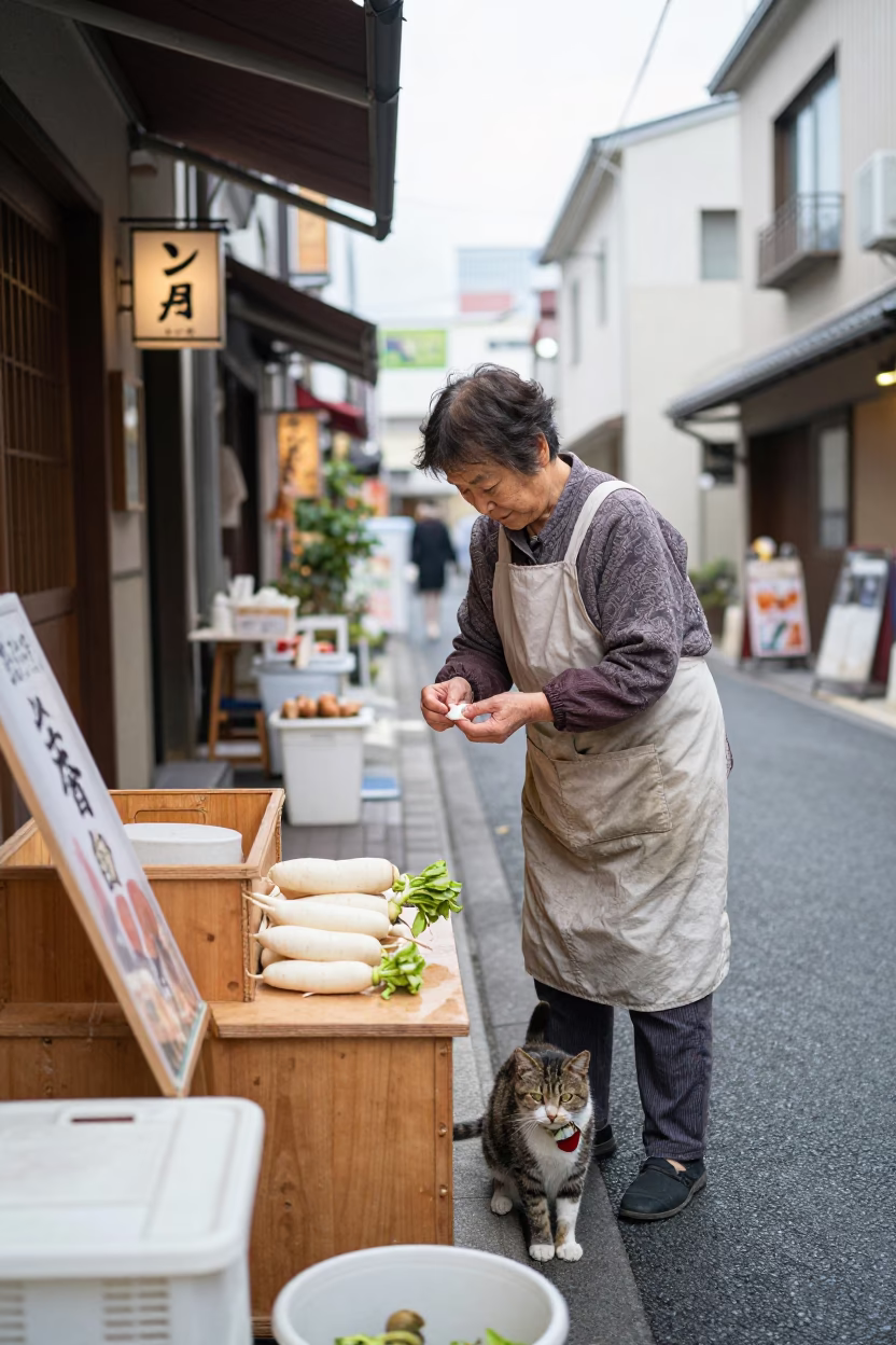 Peeling Radish in Osaka in in Osaka, Japan