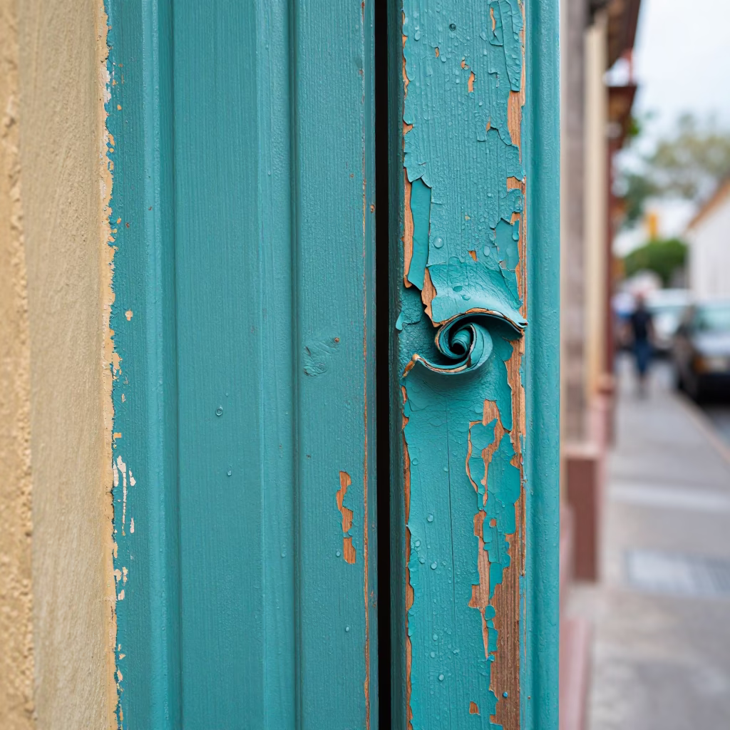 Peeling Turquoise Paint in Guadalajara in in Guadalajara, Mexico