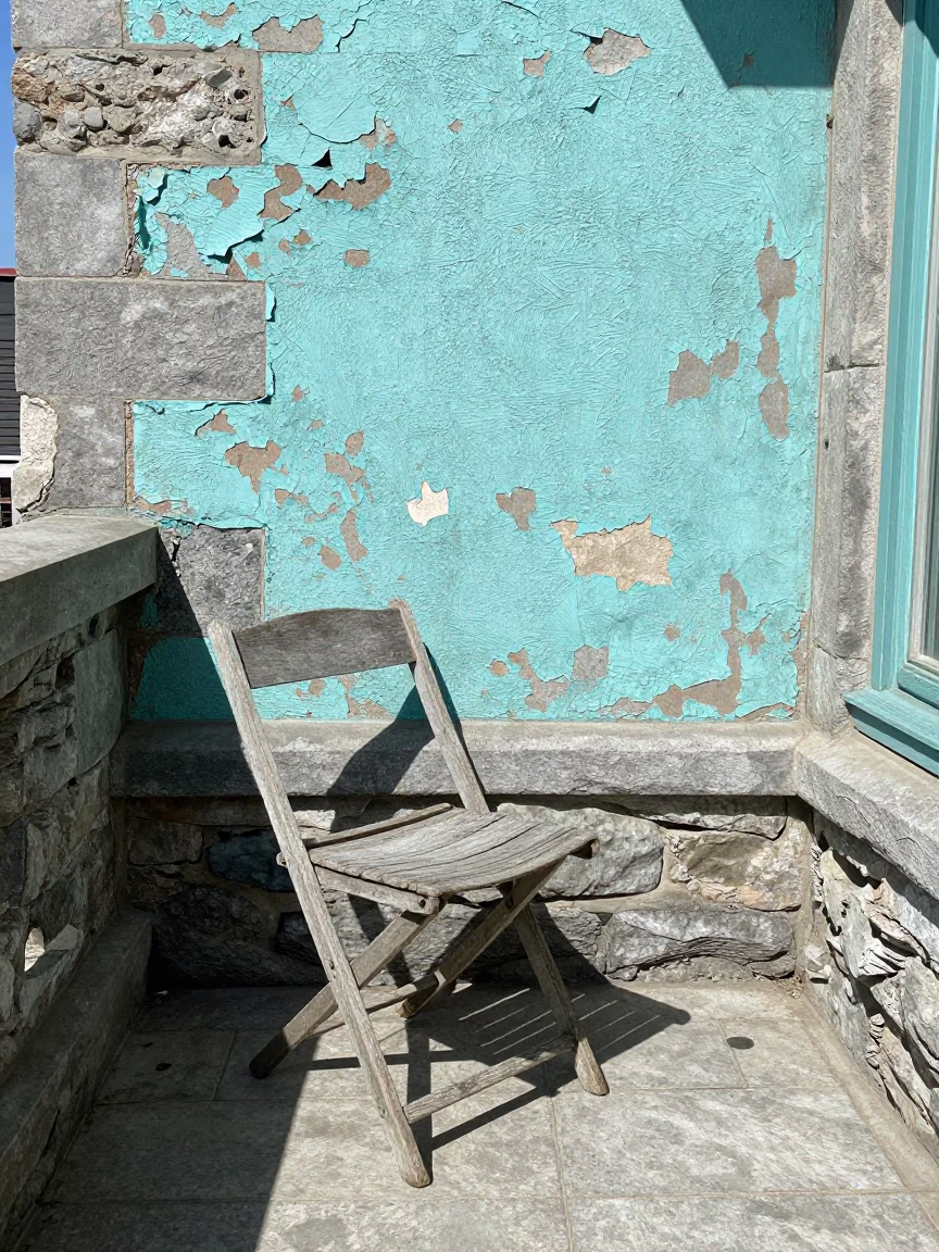 Peeling Turquoise Paint in Quebec City in in Quebec City, Canada