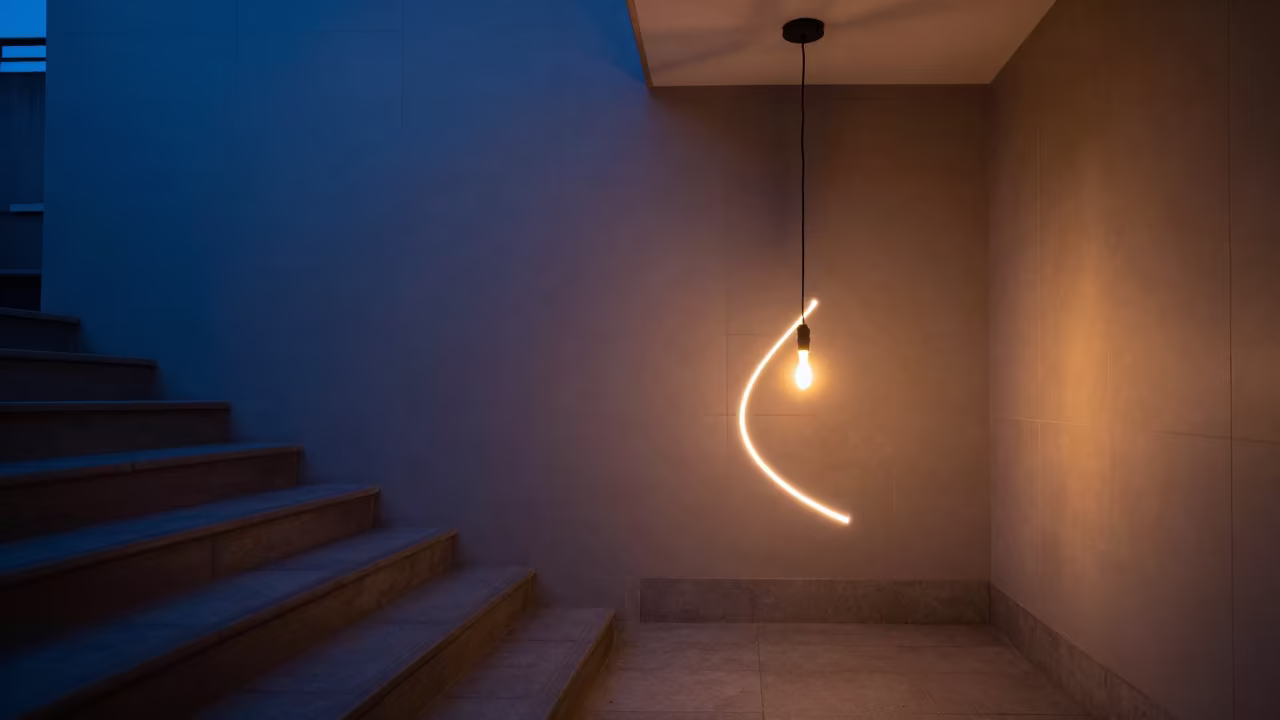 Pendulum Lamp Trail in Gdynia Stair Hall in inside a tiled stair hall near Gdynia